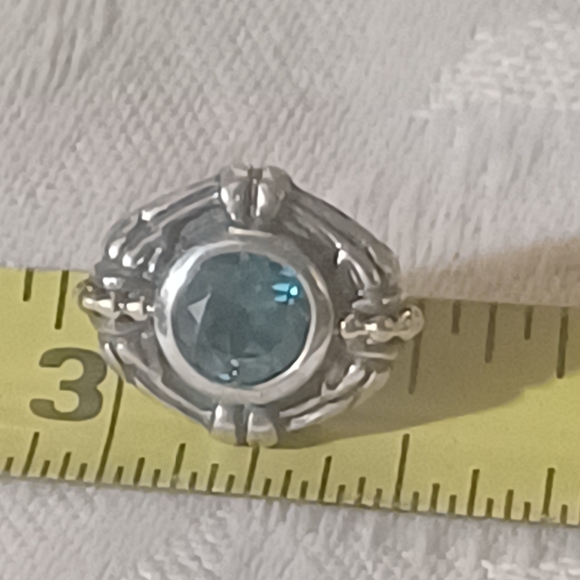 LAGOS Caviar Vintage Blue Topaz Stud Earrings, SS & 18k - Picture 9 of 10